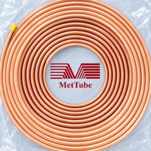 Met Tube Round Soft Copper Tube, 10 mtr(35 feet) Outer Dia 1/4 inch, Wall Thickness 25 swg, Seamless Hollow Pipe Coil for Air Conditioners, Refrigeration, Plumbing Systems and DIY Projects (SMC)