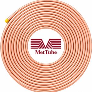 Met Tube Round Soft Copper Tube, 10 mtr(35 feet) Outer Dia 1/4 inch, Wall Thickness 25 swg, Seamless Hollow Pipe Coil for Air Conditioners, Refrigeration, Plumbing Systems and DIY Projects (SMC)