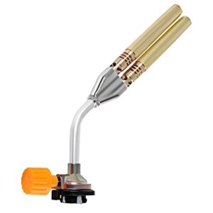 SMC Butane/LPG Dual Flame Nozzle Brazing Blow Butane Heat Gun/Torch. Handy Tool For Copper Pipe Welding & Brazing, Camping, Jewelry Repair Work Gas Torch Flamethrower Butane Burner