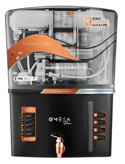 Omega Bmt+ RO+UV+ Minerals Water Purifier with TDS Controller, 12 Litre Storage, 6 Stage Purification | Suitable for Home Kitchen & Office (SMC)